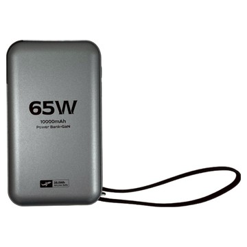 POLYWELL 寶利威爾 65W二合一行動電源充電器 數位電量顯示/自帶線 USB＋C雙孔 10000mAh  槍灰色  PW15-T05-A108