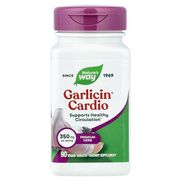 Nature's Way, Garlicin Cardio，350 毫克，90 片全素片