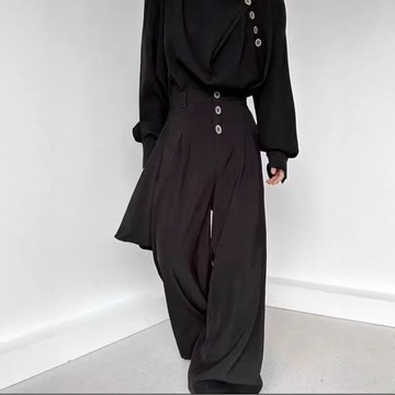 𝒚𝒐𝒖𝒓® 𝒔𝒕𝒖𝒅𝒊𝒐| S-XL 黑色 山本耀司 寬鬆 暗黑 休閒褲 中性服飾 韓版 寬褲 褲子西裝褲 701
