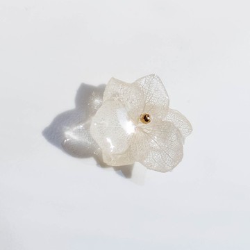 白繡球花真花乾燥花耳環/耳夾/耳針