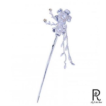 【RJ New York】古典氣質美女櫻花流蘇步搖髮簪(白色)