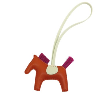 【二手名牌BRAND OFF】HERMES 愛馬仕 橘/紫/白色 羊皮 Rodeo Pegase 飛馬 吊飾 B刻