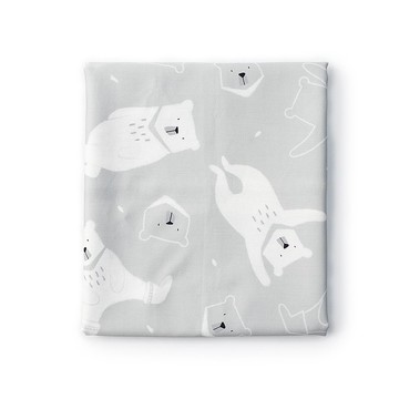 UMORFIL膠原蛋白天絲數位印花棉布(黑熊跳跳糖)-灰色