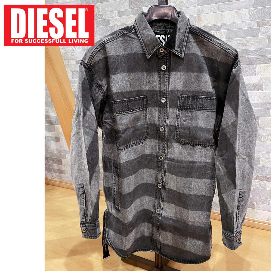 DIESEL ディーゼル ボーダー染めデニムシャツジャケット 「D-LOREN 