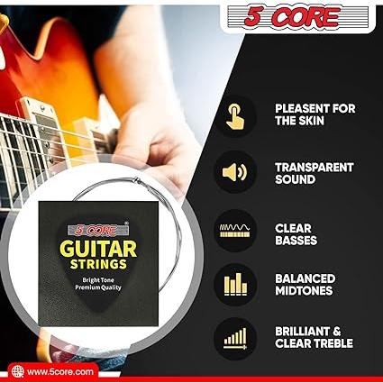 Core Electric Guitar Strings, Pack Pure Nickel Guitar Strings .009-.042 Guitar Strings Electric String in Set GS EL NK