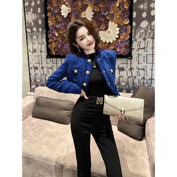 洋氣炸街粗花呢短款小香風外套2025新款時尚顯瘦單排扣長袖上衣女