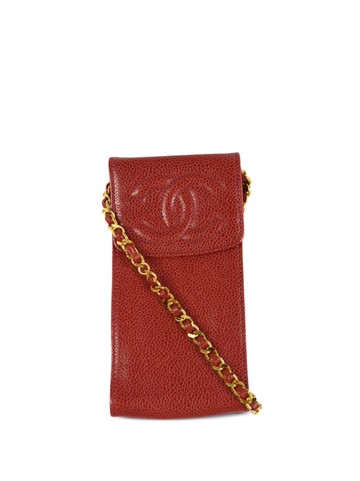 CHANEL Pre-Owned - 1997 CC stitch sunglasses case shoulder bag - women - Caviar Leather - One Size - Red
