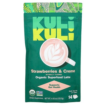 Kuli Kuli, 有機 SuperFood 拿鐵，草莓奶油，4.43 盎司（125.5 克）