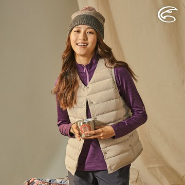 ADISI 女圓領彈性無縫鵝絨背心AV2221009 (XS-2XL)｜FP750 撥水鵝絨 防潑水 羽絨背心 無領背心 內搭羽絨背心