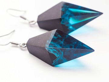 木樹脂耳環北極水晶與美麗的風景在黑暗中發光