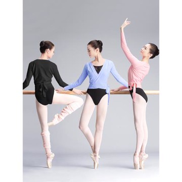 舞蹈毛衣成人女秋冬芭蕾舞練功服長袖針織外套上衣系帶保暖衫披肩