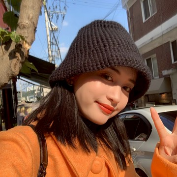 蝸牛爬爬家/全手工針織毛線帽女秋冬韓版百搭純色網紅同款漁夫帽1入