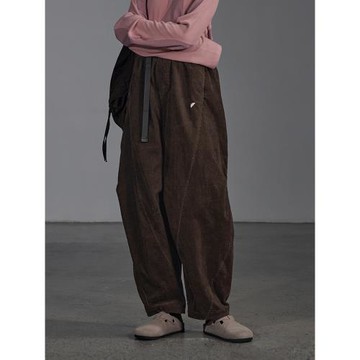 純棉半圓原創設計女裝2024秋冬季寬松高端燈芯絨褲子女休閑褲長褲