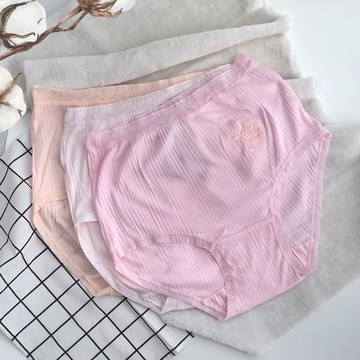 大尺碼純棉繡花直條女內褲-88760-2件組