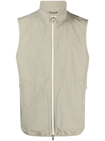Brunello Cucinelli - funnel-neck zip-up gilet - men - Polyester/Polyamide/Nylon - 50 - Green