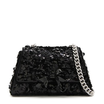 Self-portrait - Black Sequin Bow Mini Crossbody Bag