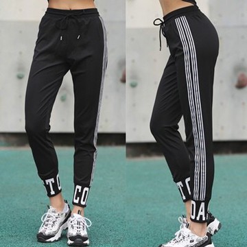 長褲瑜珈褲-時尚寬鬆條紋收口女健身褲子2色73ob34【獨家進口】【米蘭精品】