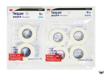 【合法藥商 公司貨】3M通氣膠帶 透氣膠帶 經濟包 半吋4入 1吋2入