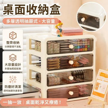 桌面收納盒大容量多層透明抽屜式梳妝檯化妝品防塵置物架雜物整理 收納盒 收納筐 化妝品收納盒 化妝品收納 收納盒桌上收納