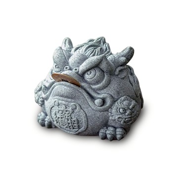 【麟鳳呈祥】開運招財金蟾蜍擺飾 青砂石通寶金蟾（贈咬金幣一枚）_廠商直送