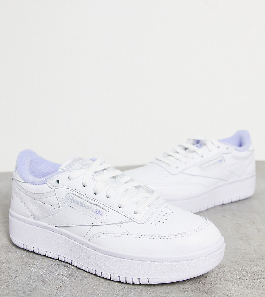 Reebok Club C Double heart trainers in white and lilac exclusive