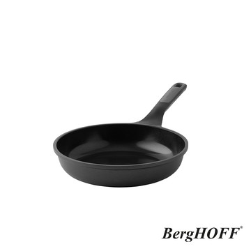 【BergHOFF貝高福】Stone+陶瓷塗層不沾鍋系列_單柄壓鑄平底鍋_24cm_霧曜黑