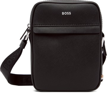 BOSS 黑色 Signature Stripe Logo Detail Reporter 单肩包