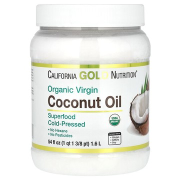 California Gold Nutrition, SuperFood，冷榨有機初榨椰子油，54 液量盎司（1.6 升）