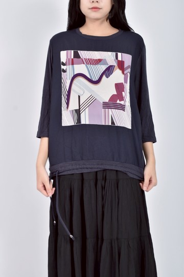 (S) lime韓牌圖案黑色長袖上衣