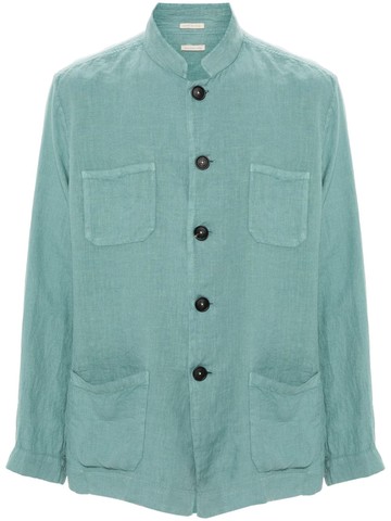 Massimo Alba - side-slit linen shirt - men - Linen/Flax - XL - Green