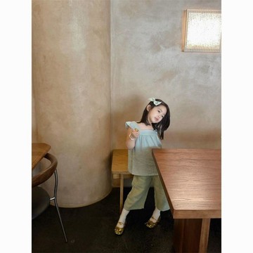 mori🎀mori女童套裝夏裝兒童無袖背心上衣寶寶七分褲韓版兩件套