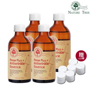 Nature Tree 玫瑰抗皺濃縮精華大絕配 (玫瑰抗皺精華液250mlx4 贈壓縮面膜錠x10)-型錄
