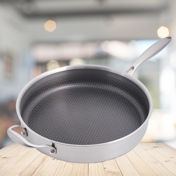 CLARE典鑽316不鏽鋼陶晶不沾平底鍋-30cm-單柄-無蓋