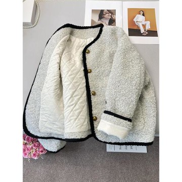 高端夾棉加厚羊羔毛外套女2025冬季新款韓版寬松顯瘦時尚棉服棉衣