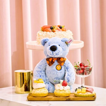 CANDY BEAR 十二星座熊系列 牡羊座 Aries 28cm 藍白色磁力雪絨熊