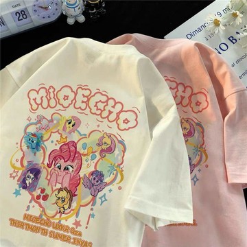 【臺灣-出貨】卡通小馬寶莉女童t恤短袖純棉童裝兒童半袖夏裝新款中大童上衣insDWF55