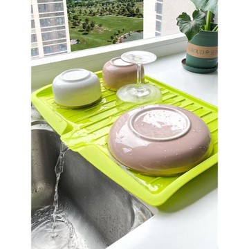 多功能瀝水盤塑料長方形置物架廚房滴水托盤茶盤碗碟架水果盤簡約