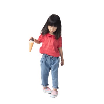 🍓小雨媽的童言童語🍓品牌童裝現貨~花朵領上衣麻質上衣女童短袖造型上衣中小童短袖上衣麻質襯衫