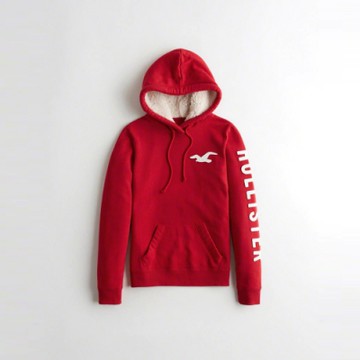 Hollister HCO 女 長袖連帽T 紅色 1545
