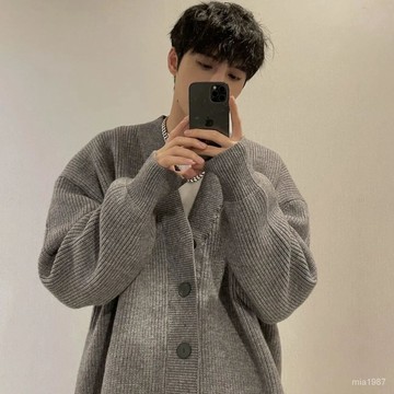 【優選好物】V領毛衣男秋冬款港風寬鬆慵懶針織衫潮牌韓版流冬季加厚毛綫衣 DK1Z
