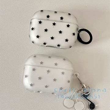 霧面磨砂 星星 簡約 適用Airpods4保護套 Pro2保護殼 1/2/3/4代蘋果藍牙耳機殼 pro3防摔殼 軟殼