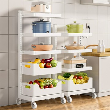 ??快速出貨?? 公司貨 蔬菜小推車置物架廚房落地多層放水果蔬菜收納筐菜籃子零食置物架