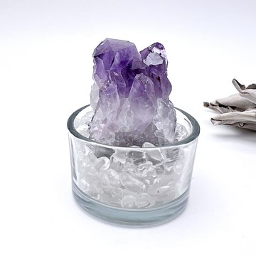 願束。原礦 一圖一物 療癒 組合 淨化 l 紫晶塊大牙 水晶盆栽 l
