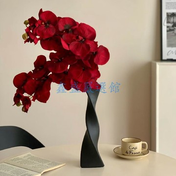 【臺灣-出貨】紅色系假花蝴蝶蘭仿真花結婚臥室客廳裝飾品擺設喬遷喜慶擺件中式0109
