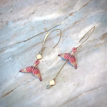 浪漫魚尾蠟繩編織耳環