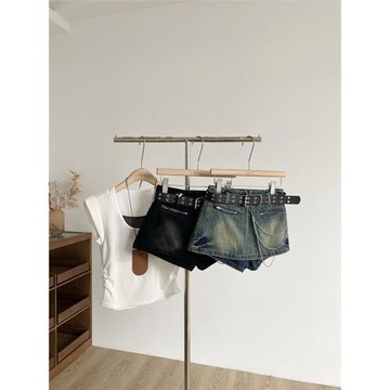 2025夏季新款韓版做舊設計感小眾牛仔短褲女時尚潮流拉鏈口袋褲子