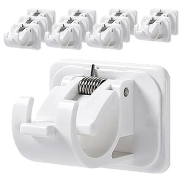 免打孔無痕置物桿固定器 一物多用 節省空間 掛置各類物品  白色  12個