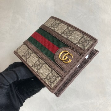 【Chiu189英歐代購】GUCCI Ophidia GG 綠紅織帶 皮夾 短夾 古馳錢包 597606