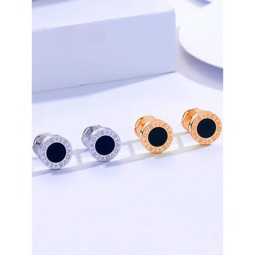 CK2-B耳釘男士女單只18K金玫瑰金色S925純銀螺絲飛碟圓餅形耳環飾