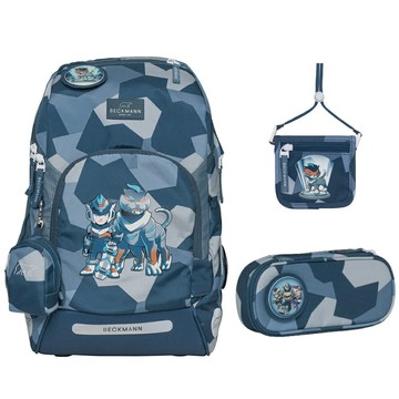 【毒】Beckmann AIR FLX 擴充護脊書包20~25L+文具袋+卡夾小包 - 光速Tiger